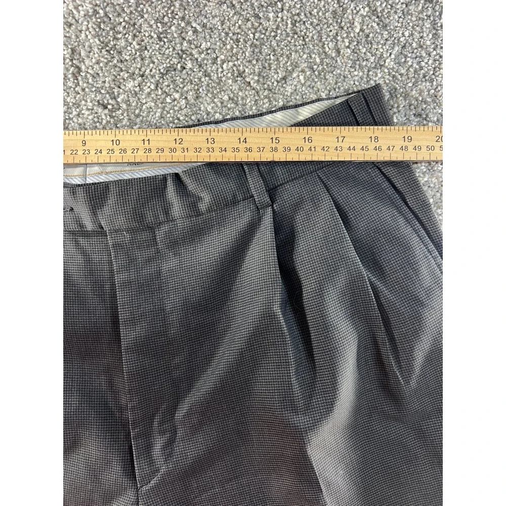 Kirkland Signature Men 38x30 Dress Pants Gray Wool Pleated Houndstooth Italy